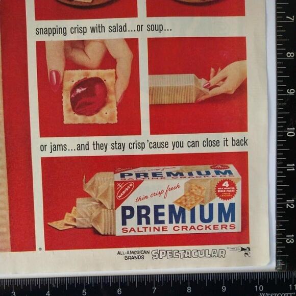 Premium Saltines Crackers‎ Reclosable Stack Pack Kitchen Art - Vtg 1961 PRINT AD - Picture 5 of 9